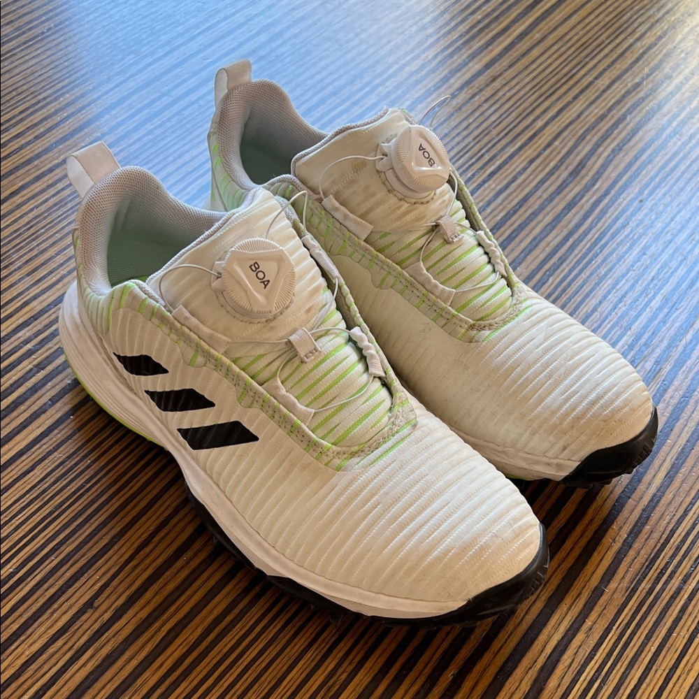 🔥 Adidas Golf Shoes With BOA Laces White with Green and Black Unsex Size 6